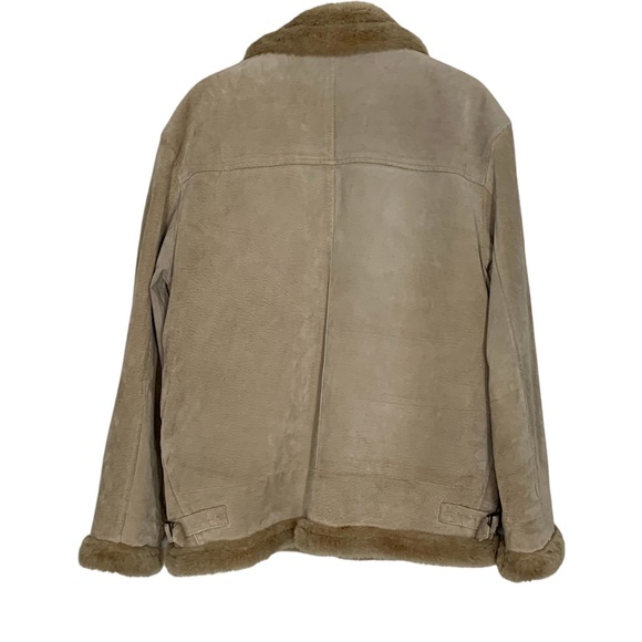 Canda Tan Suede B-3 Aviator Jacket Shearling Lining Size Large - Picture 2 of 14